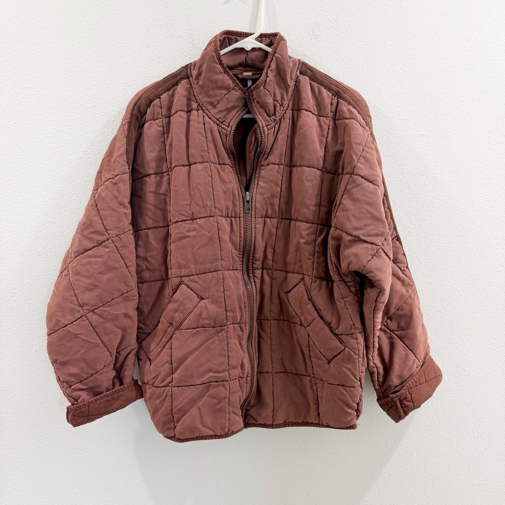Free People Dolman Boho Hippie Gypsie  90s Quilted Jacket  Plum Rose XS Bomber - Picture 4 of 7